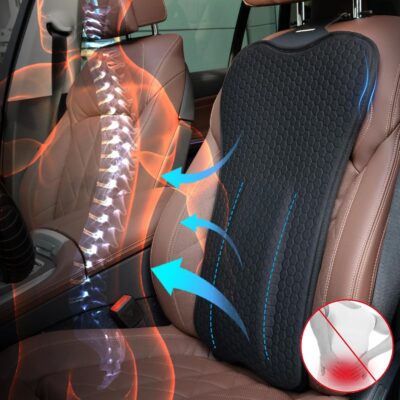 Gel Back Support Cushion,Gel Lumbar Pillow Relief Back Sciatica Pain for Car Seat Cushion,Car Seat Lumbar Support Fits Seats with Inserted Headrests (LxW:34.65''x16.34'') - Image 6