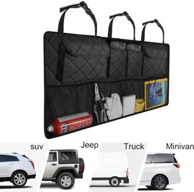 Femuar Car Trunk Organizer, Large Capacity Backseat Trunk Organizer (42"*18"), Collapsible Car Storage Bag with 8 Pockets, SUV/MPV/Truck - Black - Image 6
