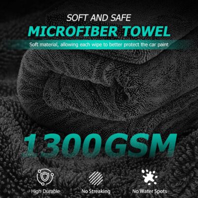 Microfiber Towels For Cars 2-Pack Car Drying Towel 1300 Gsm Ultra-Large Soft Microfiber 35" x 27.5" & 19.7" x 11.8" Towels Are Great For Car And Home Cleanups No Streaks, Scratches Or Water Spots - Image 3