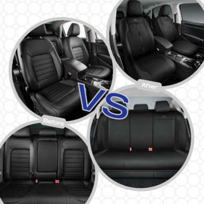 Skechers Car Seat Covers,Luxury Faux Leather Seat Covers,Waterproof Anti Slip Car Seat Protector Front Seats,Car Accessories Airbag Universal Fit for Most Cars,Vans,Trucks,SUV,Black - Image 6