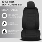 3D Air Mesh Car Seat Cover Full Sets Washable and Breathable Premium Cloth Automotive Vehicle Seat Covers for Cars Interior, Universal Fit for Most Cars, Sedan, Truck, SUV(Black) - Image 4