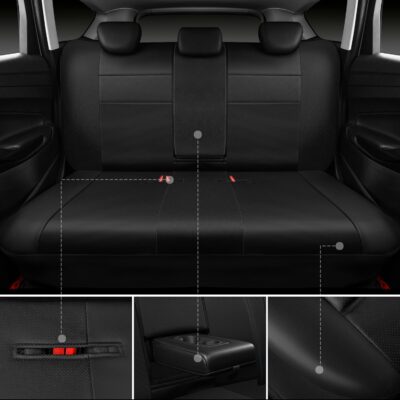 CAR PASS Leather Seat Covers Full Set Universal Water Resistant 3D Foam Back Support, Luxury Comfort Automotive 5 Seat Covers All Season Fit for SUV,Sedan,Van, Airbag Compatible Elegance(Pure Black) - Image 4