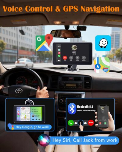 Portable Wireless CarPlay Screen - 7-inch Plug & Play No Dashboard Removal Upgrade for Older Cars - Compatible for Apple CarPlay & Android Auto with Backup Camera - Image 5