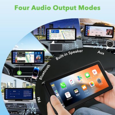 6.86" Wireless CarPlay Screen for Apple Carplay and Android Auto, Dual Dash Cam 2.5K Front 1080P Rear Recording, Voice Control, GPS Navigation, Mirror Link, Bluetooth, FM, AUX, Fits Most Cars - Image 6