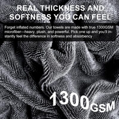 2 Pack XL Car Drying Towel – 1300GSM Ultra Absorbent Microfiber, 24"x36" Large Size, Twisted Loop, Lint-Free & Streak-Free for Auto Detailing, Car, SUV, Truck (Gray-Gray) - Image 4