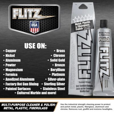 Flitz Metal Polish Paste - 1.76oz USA-Made Polish for Solid Chrome, Stainless Steel, & Aluminum - Non-Abrasive for Light Oxidation - Requires Manual Buffing - Not for Plated/Coated Surfaces (1 Pack) - Image 3