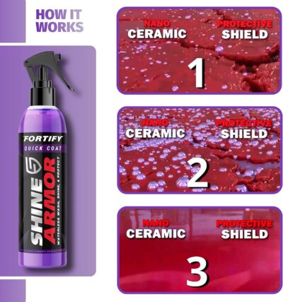 SHINE ARMOR Fortify Quick Coat High Performance Ceramic Coating, Car Wax Spray, Hydrophobic Top Coat Polish and Polymer Paint Sealant Protection for Vehicle Leather Seat, Tires, Bumpers, Rims Made in - Image 3