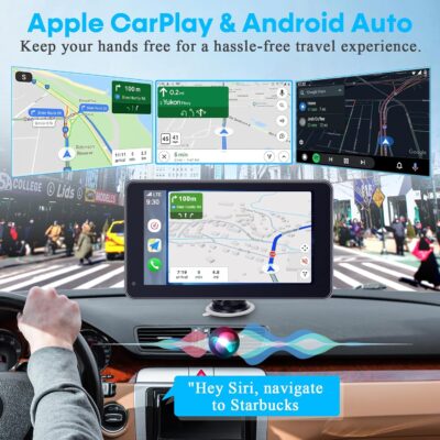 Carplay for Apple Portable Car Screen: Easy Setup 7 Inch Android Auto - Wireless Car Play Touchscreen with GPS Navigation,Bluetooth, FM,AirPlay Mirroring,Siri for Commuters and Older Cars - Image 2
