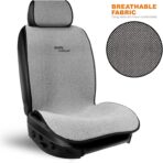 Sojoy IsoTowel Car Seat Cover for Front Seat,Breathable Fabric with Non-Slip Bottom,Comfort Car Seat Protector for Cold Weather (Black & White) - Image 4