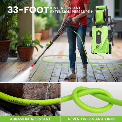 Pressure Cleaner 5000PSI Power Cleaners Powered with 33ft Pressure Hose, 4 Nozzle and Foam Cannon, powerCleaners for Home, Cars, Fences, Patio, Green - Image 3