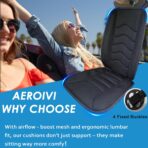 AEROiVi Car Seat Cushion with Back Support Pillow,Breathable 3D Air Mesh,Non-Slip Bottom, Lumbar Support Car Seat Cushion for Long Sitting,Comfort Car Seat Protector,Car Seat Pad Works with Truck,SUV - Image 2