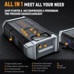 [2026NEW Model] 5000A Jump Starter with Air Compressor,Car Jumper Starter Portable with 150PSI Tire Inflator 12V Jump Box with LCD Display,Flashlight,Storage Case (Up 9L Gas/8L Diesel Engine - Image 5