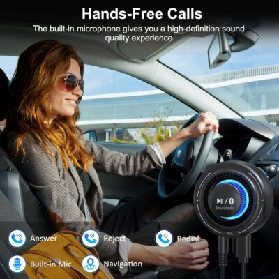 Bluetooth Car Adapter, AUX Bluetooth Adapter for Car/Home Stereo/Hands-Free Calls, Bluetooth Aux Adapter with 3 Ports USB Car Charger, Support Dual Connection/Mic/Noise Reduction Isolator - Image 3