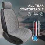 Linen Car Seat Covers Front Seat Covers Breathable Cloth Fabric Car Seat Protector - Universal Fit for Cars, Vans, SUVs, Trucks - 2 Units - Gray - Image 6