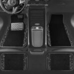 CAR PASS Bling Diamond Car Floor Mats, Sparkling Crystal Shining Glitter Rhinestone Carpet, Anti-Slip PVC Heel Pad Waterproof Universal for Automotive SUV,Sedan,Van,4pcs Girl Women Men Black Diamond - Image 4