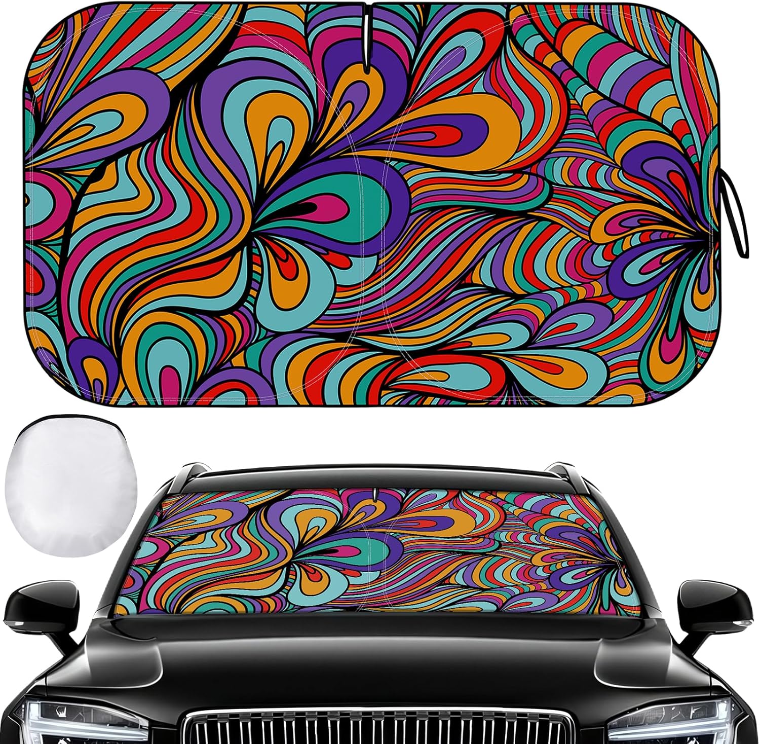 81ZIIGKJdJL._AC_SL1500_.jpg Windshield Sun Shade - Car Sun Shade Windshield, Reflector Sunshade Offers Ultimate Protection for Car Interior - Image 1