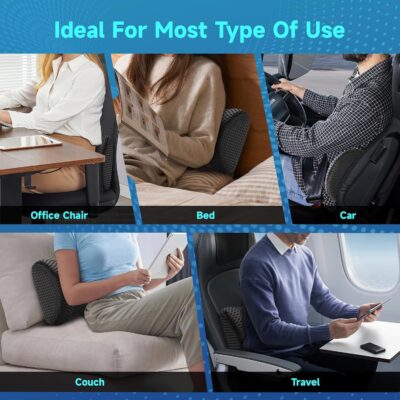 Lumbar Support Pillow for Office Chair Car Lumbar Pillow,Memory Foam Back Cushion with Breathable 3D Mesh Lumbar Support Orthopedic Backrest for Lower Back Pain Relief Ergonomic, LowerBackSupportBlack - Image 6