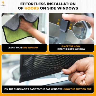 EcoNour Car Window Shades for Baby | 2 Pack Side Window Sun Shade | UV & Sun Glare Protection for Rear Window Shade | Baby Window Sun Shade with Suction Cup | Car Accessories for Kids(14"x17") - Image 6