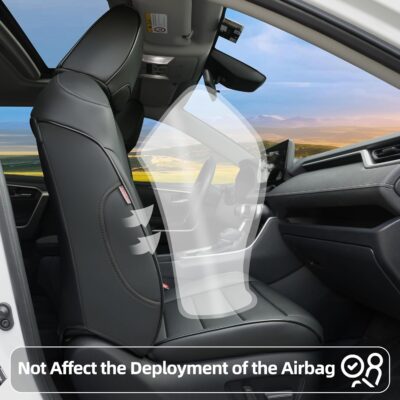 Lolcar RAV4 Seat Covers Custom Fit for Toyota RAV4(Gasoline) 2019 2020 2021 2022 2023 2024 2025 LE,XLE,XLE Premium,Limited,Airbag Compatible,Car Seat Cover Full Set for SUV, Waterproof Leather(Black) - Image 2