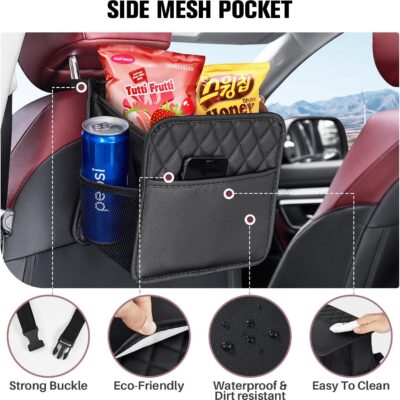 LXUNYI Car Organizer Back Seat, Waterproof Pu Leather Car Seat Storage Bag Foldable Universal Hanging Seatback Organizer for Kids & Adults Travel road Trip Essentials - Image 2