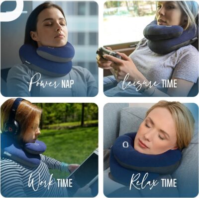 BCOZZY Travel Neck Pillow for Airplane – Patented Double Support for Head, Neck, and Chin. Best for Long Flights, Plane Sleeping, and Car Rides. Adjustable Size. Fully Washable. Carry Bag. Large, Gray - Image 5