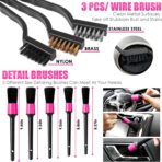 Viewsun 17pcs Car Cleaning Kit, Pink Car Interior Detailing Kit with High Power Handheld Vacuum, Detailing Brush Set, Windshield Cleaner, Cleaning Gel, Complete Auto Accessories for Women Gift - Image 6