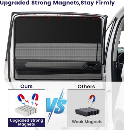2 Pack Car Window Shades, Magnetic Car Sun Shade Half-Blackout and Half-Mesh for Side Window, Back Window Screen Cover for Sun/UV Protection - Image 7