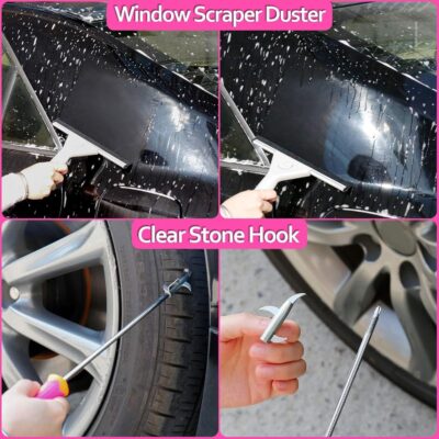 THINKWORK Pink Car Detailing Cleaning Kit, Car Wash Kit, Car Accessories for Women Suitable for Small and Medium Vehicles Such As Cars, Trucks, Suvs(17pcs) - Image 6