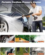 Cordless Pressure Washer, 1100PSI Portable Power Washer with 3.0Ah Battery, 1.8Max GPM Cordless Power Washer Battery Operated with 6-in-1 Nozzle, Foam Pot,17ft Hose, suit for Car/Floor/Garden - Image 3