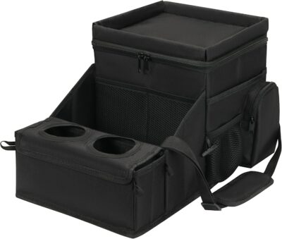 Backseat Organizer for Kids and Passenger Seat Organizer for Adults - Car Seat Cooler and Warmer with Cup Holders and Convertible Tray Lid(Black) - Image 10