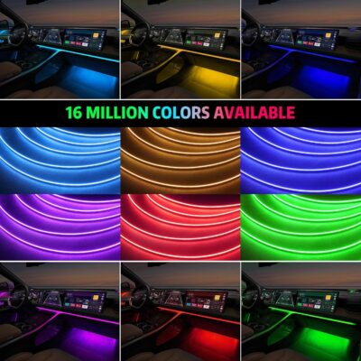 Acrylic Interior Car LED Strip Light with Wireless APP, RGB 6 in 1 & 175 inches 593 LEDs,Car Ambient Lighting Kits Sound Active Function Music Sync LED Strip for Car Accessories - Image 2