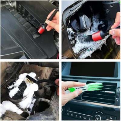 10pcs Auto Car Detailing Brush Set Car Interior Cleaning Kit Includes 5 Boar Hair Detail Brush,3 Wire Brush, 2 Air Vent Brush for Cleaning Car Interior Exterior, Dashboard Engines Leather Wheel - Image 7