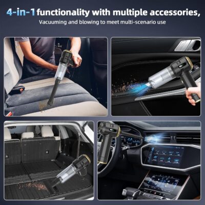 Cordless Handheld Car Vacuum Cleaner,Rechargeable Portable Lightweight Dust Blower,22000PA Powerful Suction Mini Vacuum Cleaner for Deep Cleaning of Home,Car and Pet Hair(Black-Gold) - Image 3