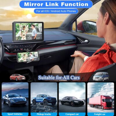 Portable Wireless with Apple CarPlay and Android Auto Screen for Car, 7" HD Touch Screen Car Stereo with Mirror Link, Bluetooth 5.2, Backup Camera, AUX,FM Transmitter for All Vehicle - Image 4