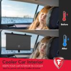 Firestone 2 Pack Retractable Automotive Sunshade Car Window Sunshades - Blocks 99% UV Rays, Lightweight & Compact Car Side Window Shade with Automatic Retract Button, Blocks Glare & Heat, Black - Image 3