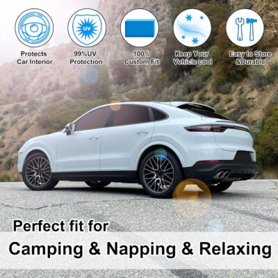 TINGLU Window Shades for Porsche Cayenne 2019-2025 Accessories Car Side Full Windows Rear Triangular Windshield Sun Shade Sun UV Rays & Privacy Protection for Camping,Napping&Relaxing 8PCS - Image 6