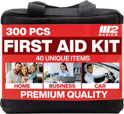 M2 BASICS Premium 300 Piece Professional First Aid Kit, 40 Unique Items, Durable Carry Bag for Home, Car, Business, Travel & Vehicle - Image 9