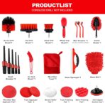 25Pcs Car Detailing Kit, Car Cleaning Kit with Drill Brushes and Interior Tools, Wheel Hub Cleaner, Polishing Pads, Auto Wax Applicator Accessories (25PCS) - Image 2