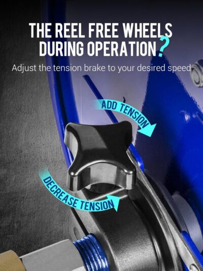 MEKOH Pressure Washer Hose Reel 100FTx3/8”, 200FTx1/4” Manual Power Washer Hose Reel with M22 14mm Fitting,4500PSI Heavy Duty Hose Reel for Water,High Pressure Metal Reel with Wall/Van/Trailer Mount - Image 7