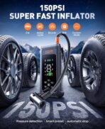 Car Battery Jump Starter with Air Compressor 4500A 150PSI, Car Jumper Starter Portable (9L Gas/8L Diesel), Jump Box Car Battery with Auto-Shutoff Tire Inflator, Jumper Cables and Light - Image 3