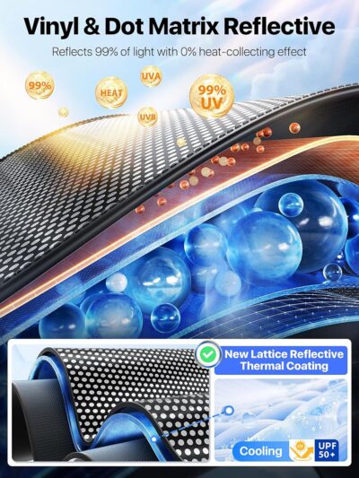 2026 Upgraded Nmoiss Car Windshield Sun Shade [Dot Matrix Reflective Coating] Extended Edge No Light Leakage Design Cooling Protect Car Interior from UV Damage Medium - Image 3