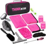 THINKWORK Pink Car Detailing Cleaning Kit, Car Wash Kit, Car Accessories for Women Suitable for Small and Medium Vehicles Such As Cars, Trucks, Suvs(17pcs)