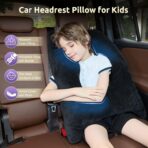 Car Pillow for Kids Travel Pillow with Adjustable Strap,Children Neck Pillow for Car Headrest to Support Head and Body Road Trip Essentials (Dark Black) - Image 4