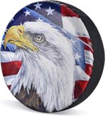 Spare Tire Cover, Wheel Cover with American Eagle US Flag PVC Leather Waterproof Dust-Proof Universal Fit for Jeep Trailer RV SUV Camper Vehicle (14 Inch) - Image 2