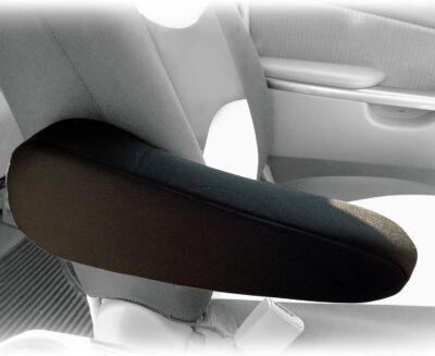 FH Group Flat Cloth Fabric Armrest Cover Semi-Universal Fit, One Pair Black - Image 2