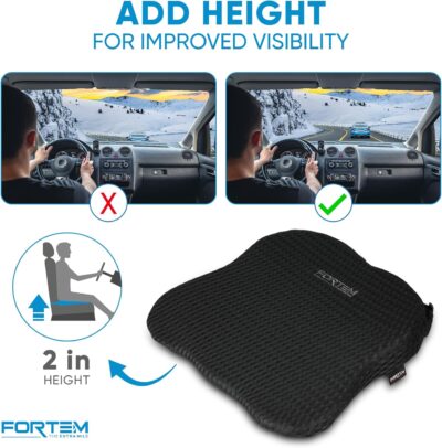 FORTEM Car Seat Cushion and Back Support Pillow, Memory Foam Car Wedge Cushion, Comfort Back Rest and Lumbar Support for Driving, Non Slip Seat Pad, Adjustable Straps, Washable Cover - Image 6