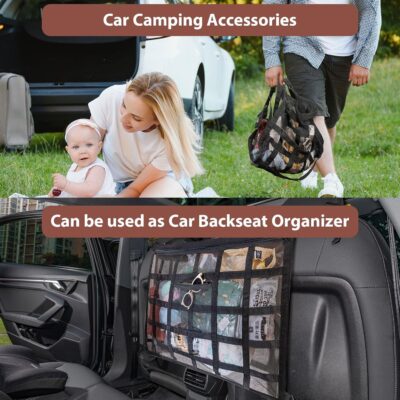 Kaskawise Upgrade Car Ceiling Cargo Net Pocket,31.5"x21.6" Double-Layer Car Roof Storage Organizer,Overhead Net for Truck,SUV & Van Camping,Travel Road Trips,Van Life Essentials - Image 4