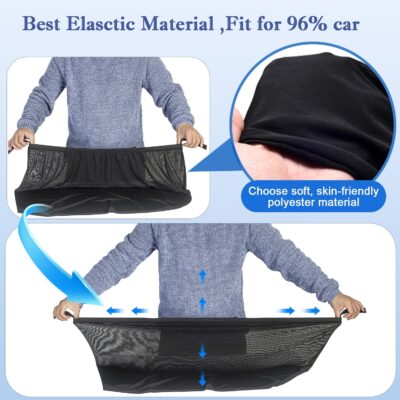 Car Rear Side Window Shades,2 Pack Stretchy Mesh Car Window Screens Sun Shades Mosquito Nets Covers Fit for 96% Cars SUVs, Anti-Sun Glare,UV Protection,Privacy Protection - Image 4