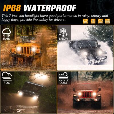 UNI-SHINE 7 inch LED Headlight 2PCS Round LED Headlamp High Low Beam DOT Approved H6024 Compatible with Wrangler JK LJ TJ CJ - Image 6