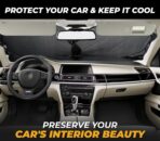 Car Shade Front Windshield, Small (59" x 29") - 240T Reflective Polyester Sunshade Blocks 99% UV Rays and Heat, Foldable with Storage Bag Fits Coupe, Hatchback, Small Sedan, Sports Model Cars - Image 2